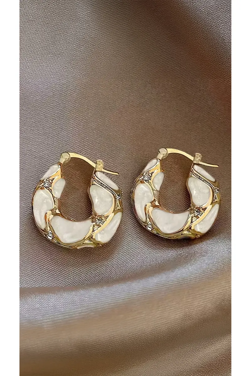Halka Küpe Gold Detay Ve Taş İşlemeli - görsel 2