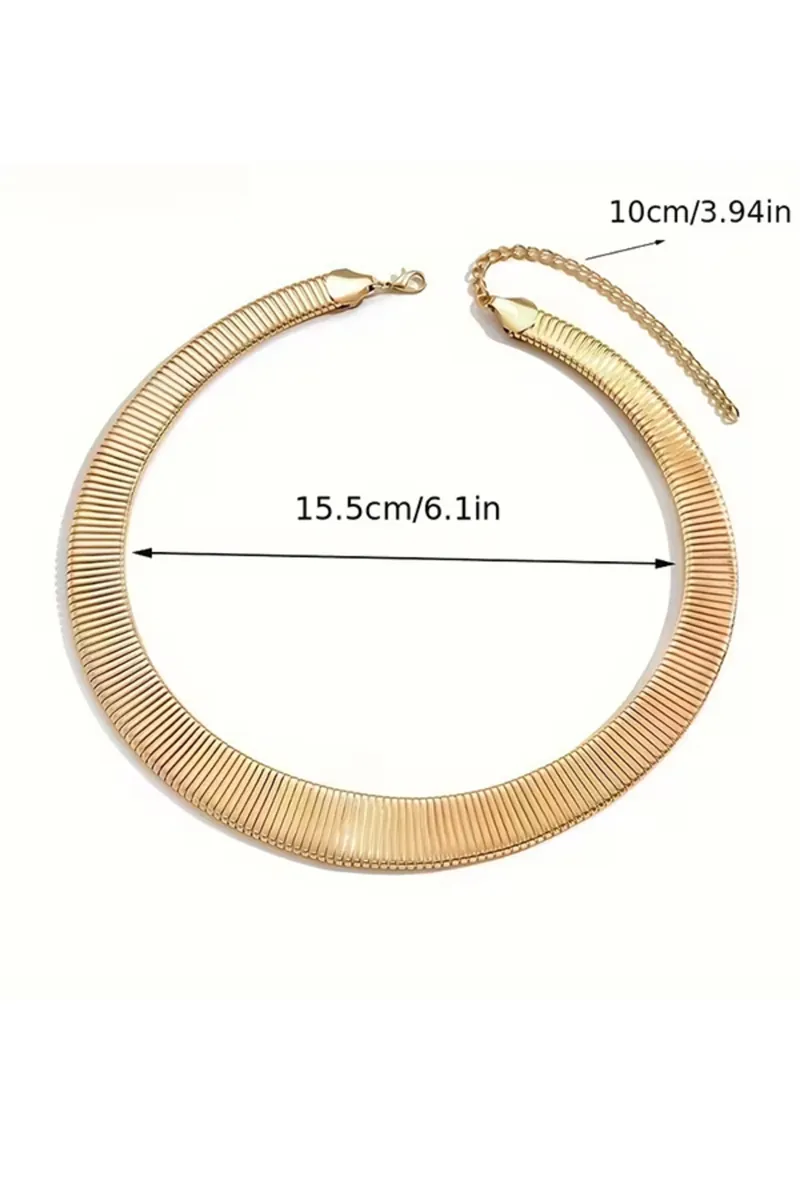 Lumos Gold Detaylı Geniş Form Kolye – Ayarlanabilir Zincirli Modern ve Şık Metal Tasarım Kolye - görsel 3