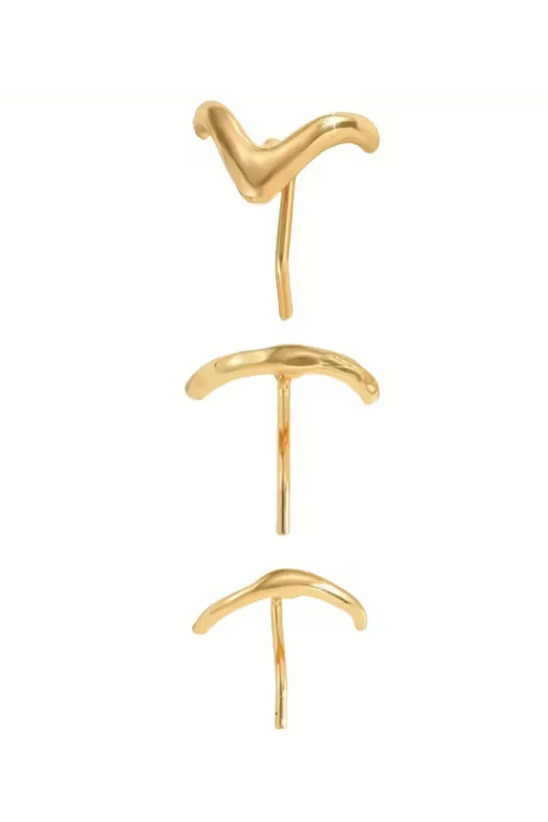 Lumos Minimal Kavisli Gold Detaylı Saç Tutucu Şık Toka Seti - görsel 3