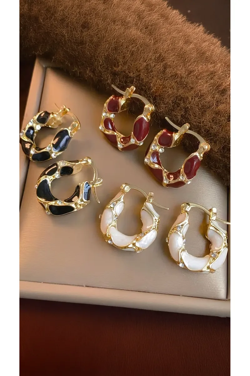 Halka Küpe Gold Detay Ve Taş İşlemeli - görsel 3