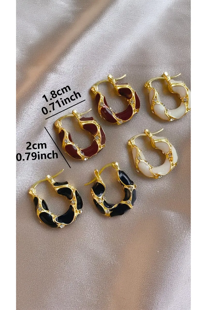 Halka Küpe Gold Detay Ve Taş İşlemeli - görsel 4