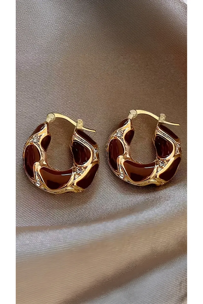 Halka Küpe Gold Detay Ve Taş İşlemeli - görsel 2
