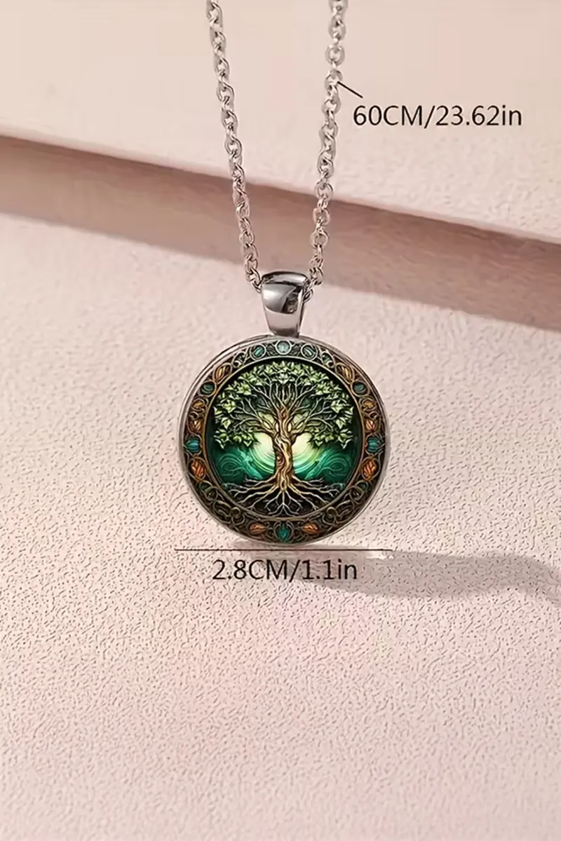Yaşam Ağacı Madalyon Kolye 60 cm Zincirli – Paslanmaz Çelik - görsel 3