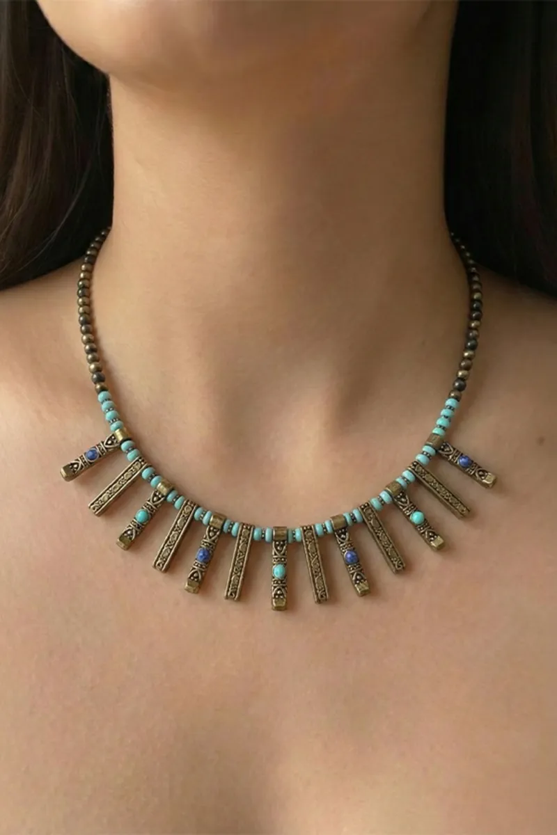 Sarkıt Detaylı Bronz Kolye