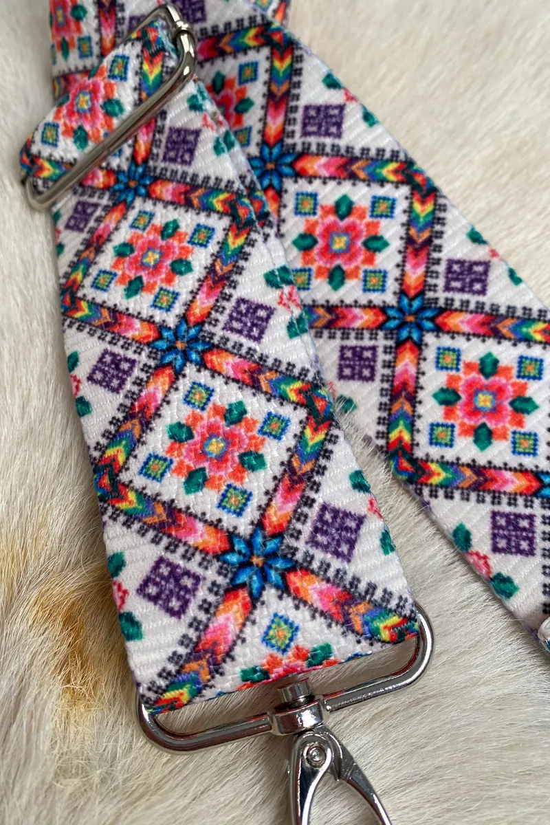 Ayarlanabilir Etnik Desenli Geniş Çanta Askısı 5 cm Dokuma Kumaş Çanta Askısı - görsel 3